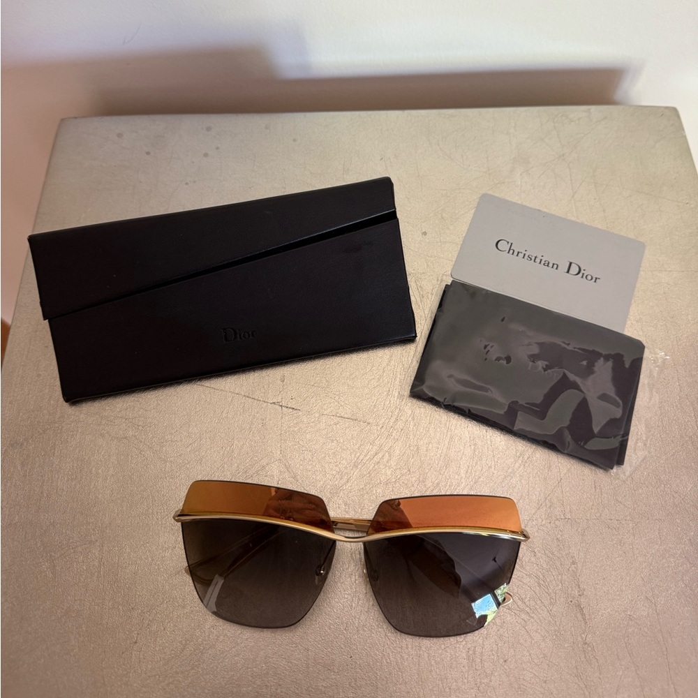Dior metallic gold sunglasses new with tags and case